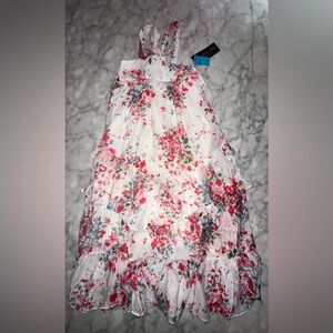 Isobella & Chloe Floral A-Line Skirt - Pink and Blue